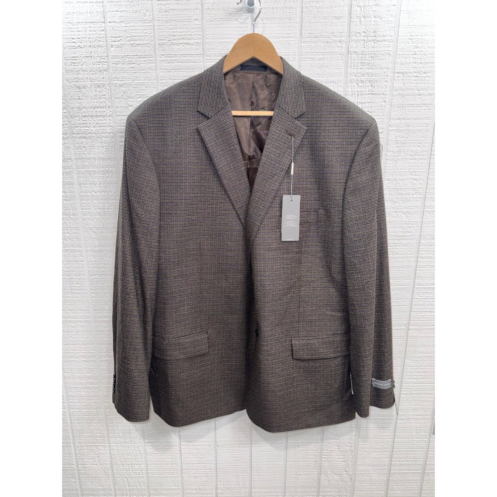 Michael Kors Kent Sport Coat Mens Brown Micro Check Stretch Blazer 50R NEW
